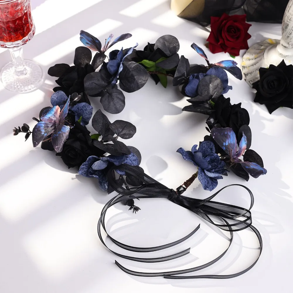 Exquisita diadema de Halloween, diadema gótica de moda de plástico, tamaño ajustable, estilo oscuro, diadema para Cosplay, accesorio de disfraz