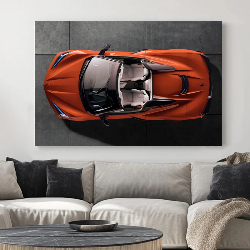 Large Size Convertible Sports Car Canvas Poster - Modern Wall Art Luxury Decoration DIY Picture Frame for Living Room & Bedroom