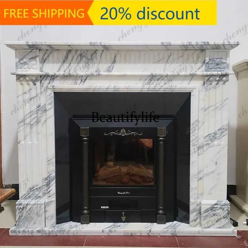 CC85 Marble fireplace American imported large white stone fireplace stone carving French fireplace