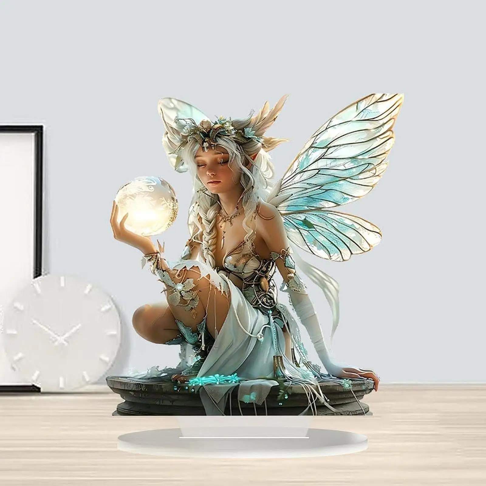 2D قزم الجنية الديكور الاكريليك الفن الحرفية المقتنيات الزخرفية سطح المكتب فتاة جميلة تمثال مسطح للمنزل رف الكتب مكتب