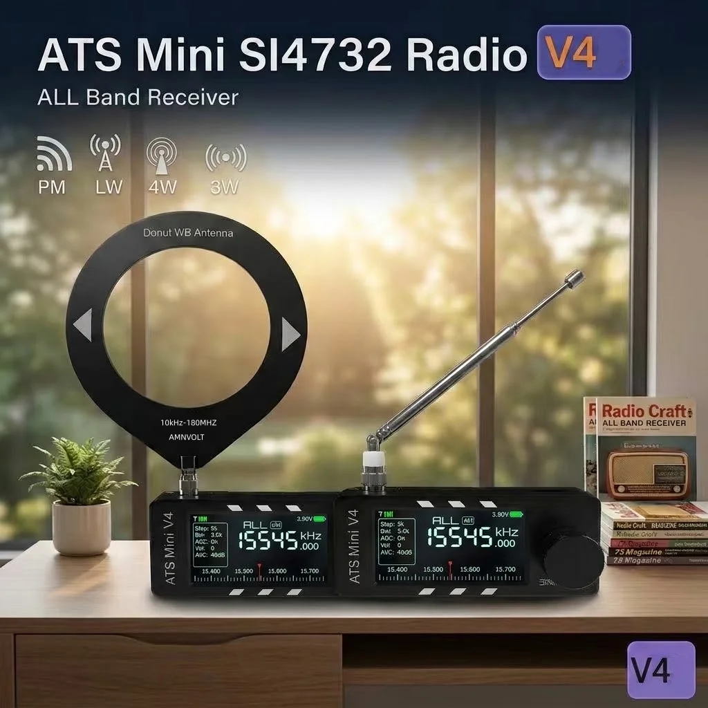 AMNVOLT V4 ATS MINI SI4732 Radio ALL Band DSP Radio FM AM SSB LSB USB Receiver, Built-in Hi-Z Headphone Amplifier Circuit