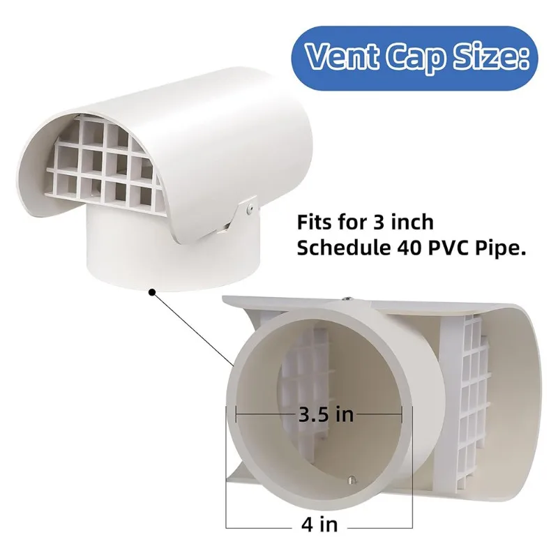 

ABYP Stop Rain Snow Leaves 3-дюймовая вентиляционная крышка из ПВХ для 3-дюймового расписания 40, для трубы вентилятора Radon/клеевой трубы/крыша вентиляционная крышка на крыше