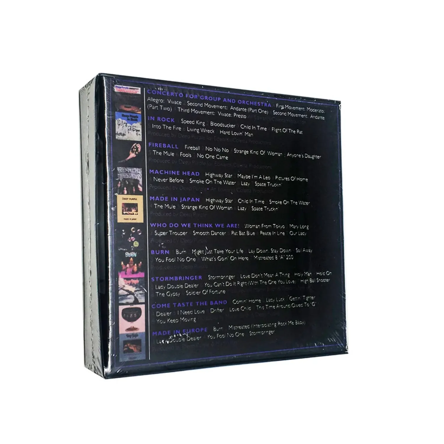 CD de Música Hard Rock Retrô dos Anos 70, Capa de Coleção com Logo e Tema de Banda em Tons Roxos, Coleção de Faixas Clássicas de Rock