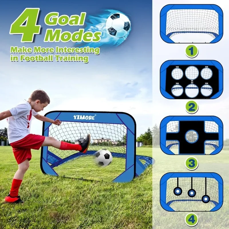 4 Modes Pop-up Children's Football Goal Net 4-in-1 Foldable Goal Indoor and Outdoor To Improve Passing and Shooting Accuracy