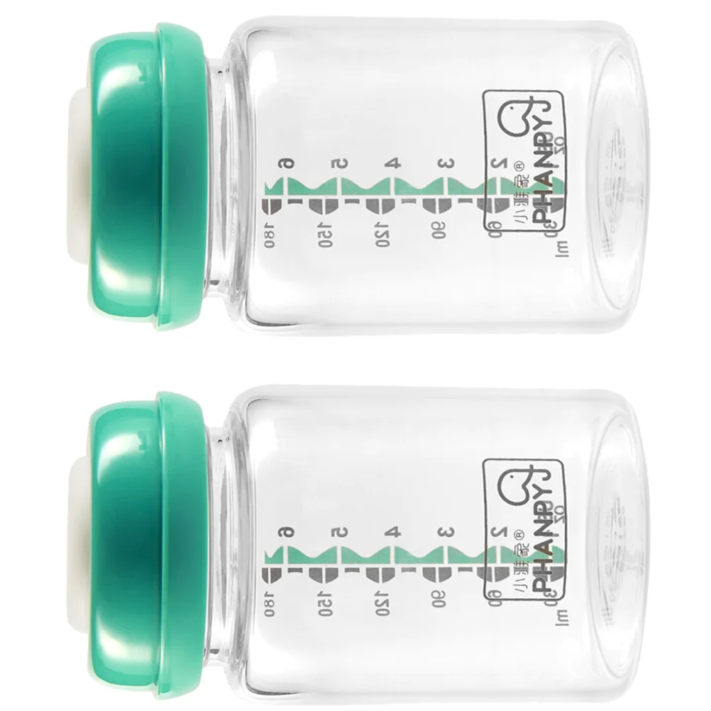 

2 Pcs Baby Bottle Breast Milk Storage Wide Nursing Feeder Feeding Mouth for Transparent
