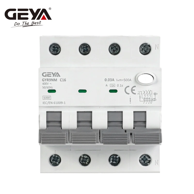 GEYA GYR9NM Type A RCBO 6KA 16A 25A 32A 40A Electromechanical Residual Current Circuit Breaker With Over Current Protection