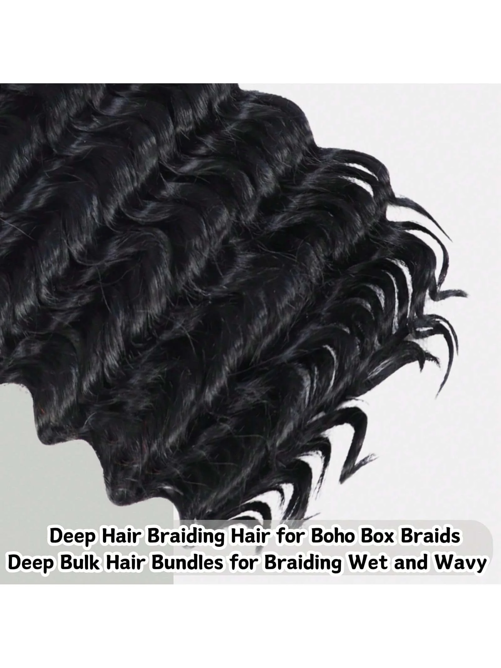شعر مموج عميق لتضفير الشعر 100 جرام بدون لحمة 14 بوصة حزمة شعر صناعية طبيعية سوداء رطبة ومموجة لجديلة بوهو #4