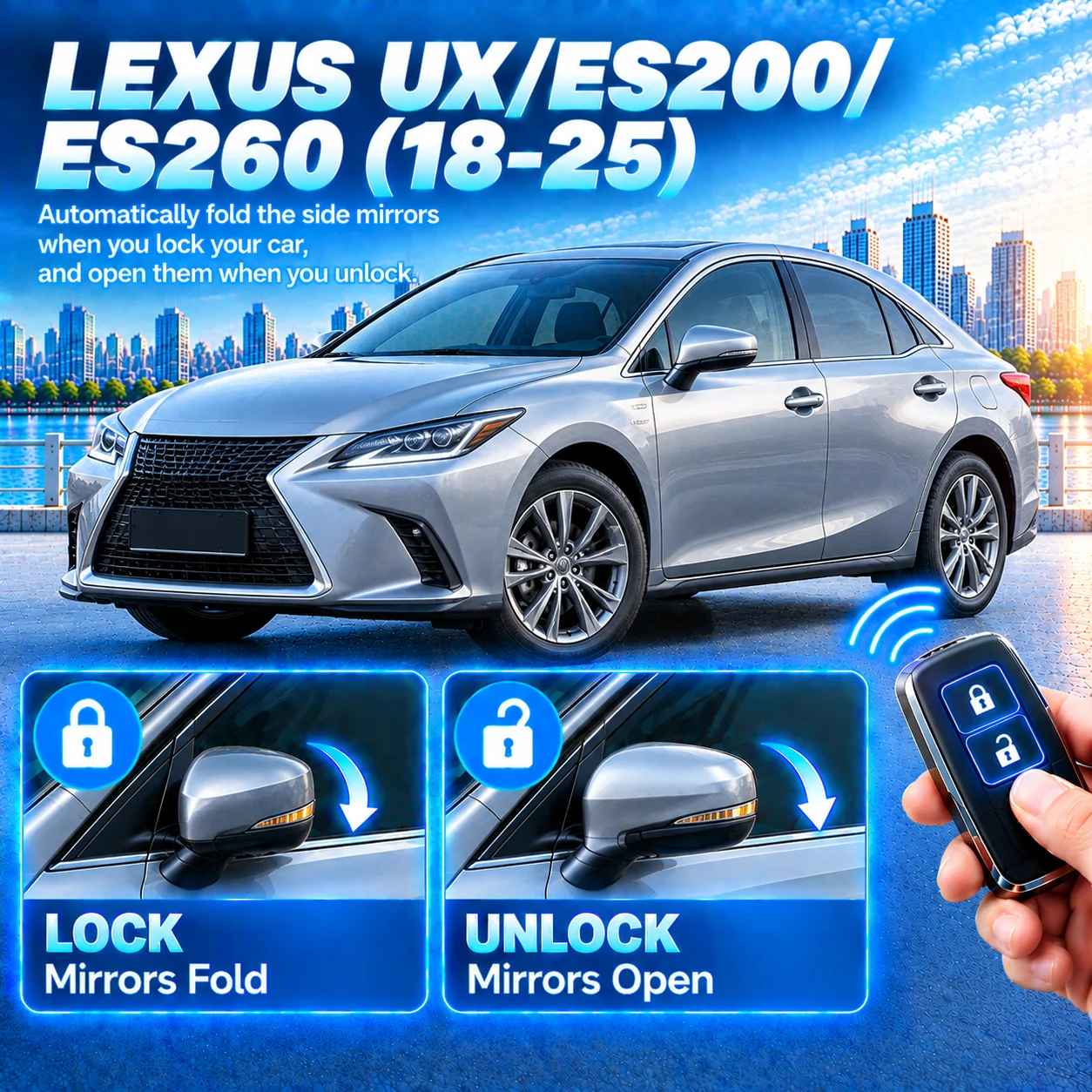 suitable-for-lexus-ux-es-2018–2025-side-mirror-folding-module-upgrade—mirrors-fold-upon-locking-and-unfold-upon-unlocking