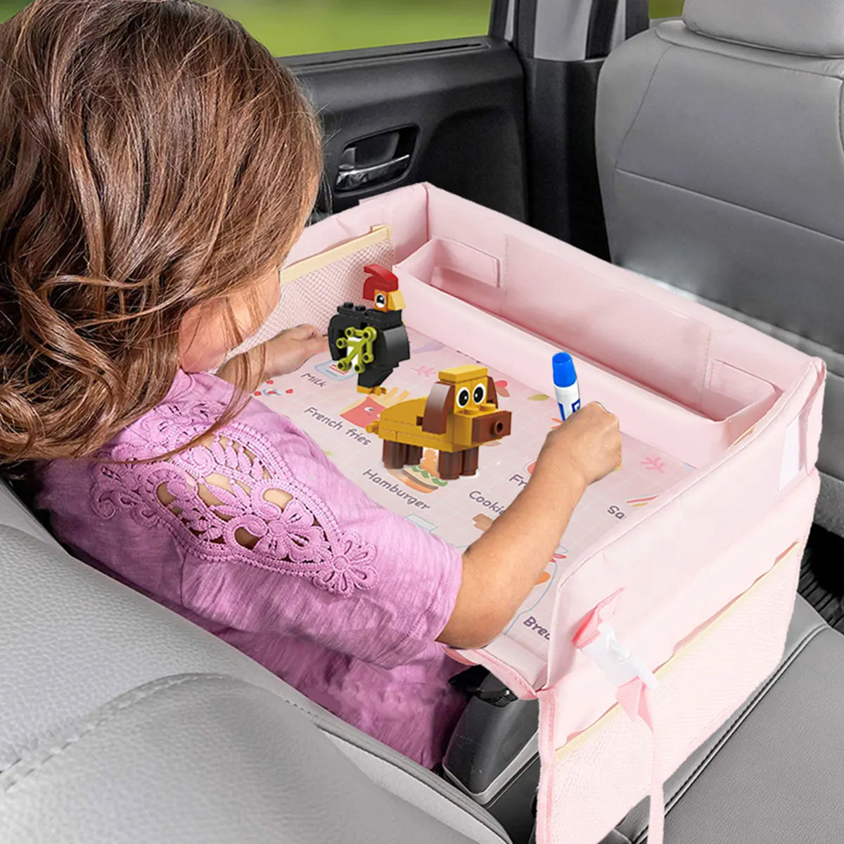 Baby Seat Tray Waterproof Table Car Portable Large Capacity Kid Travel Tray Storage Toys Infant Holder Cartoon Baby Fence Travel