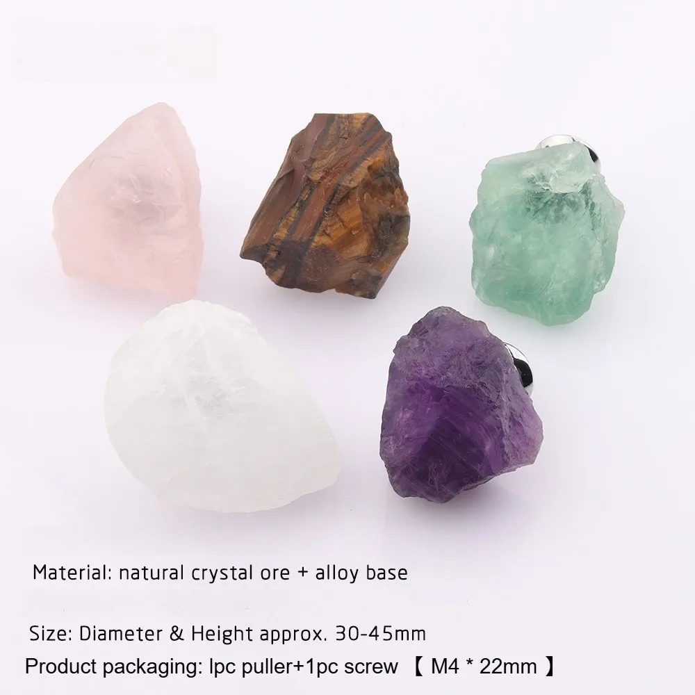 Irregular Natural Crystal Stone Alloy Furniture Drawer Knob Handles For Cabinet Kitchen Cupboard Wardrobe Pulls Diy