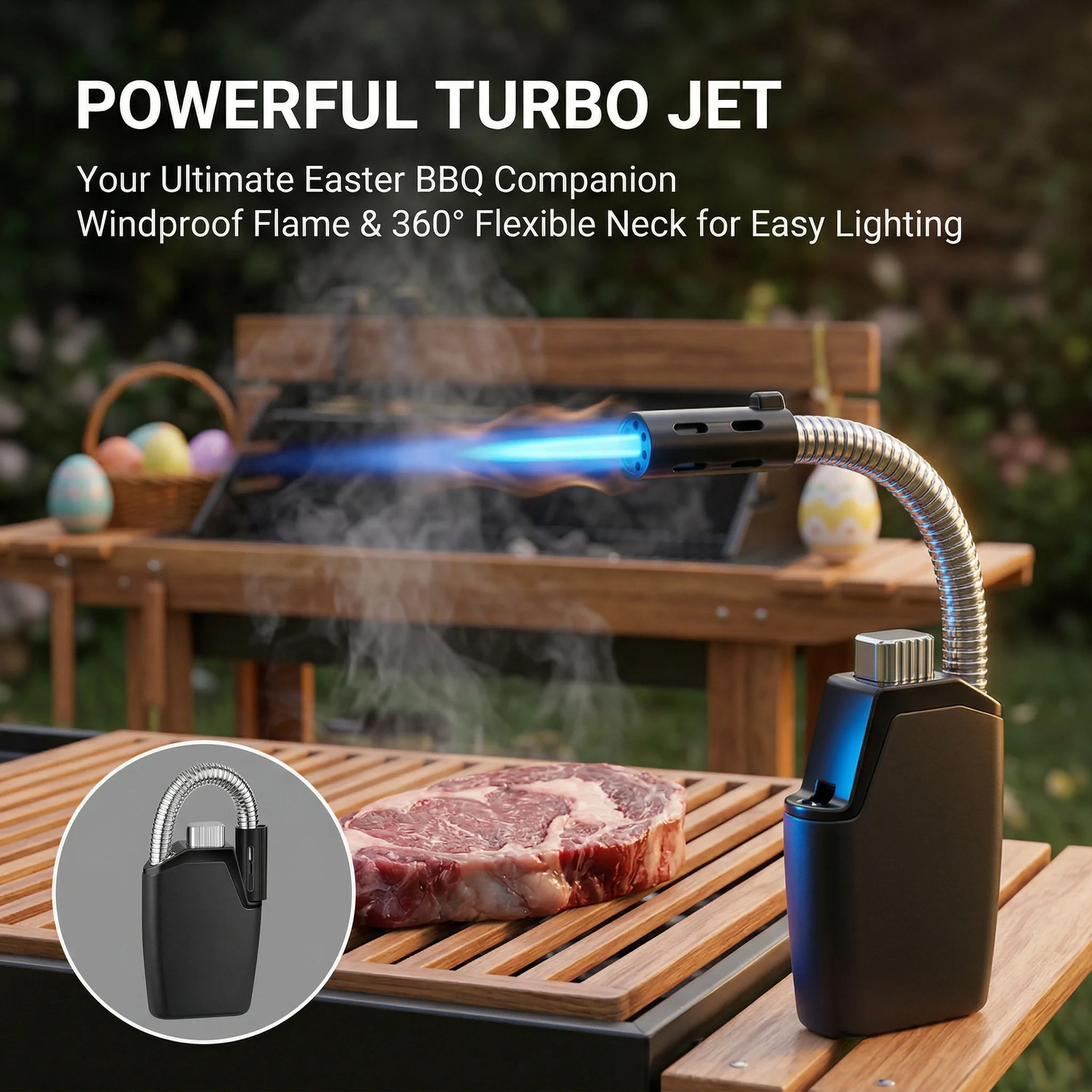 

Foldable 360° Flexible Hose Torch Lighter, High Power Windproof Jet Flame, Easter Crème Brûlée Torch,Portable Refillable Butane