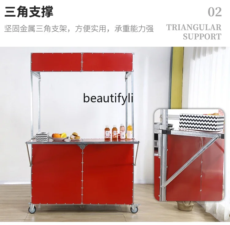 ssK178 ss25 Folding and disassembling pulley multi-functional mobile cart, cold drink stall car promotion table