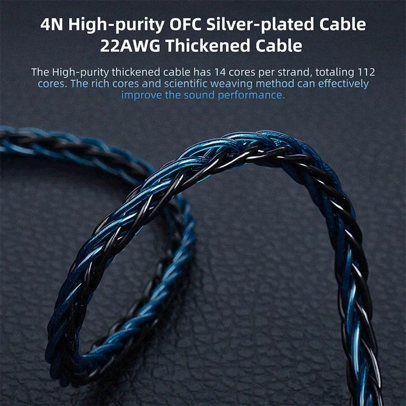 KBEAR ST12 Plus IEM Cable 8 Core Silver-Plated 2M Upgraded Headphone Cable With 3.5/4.4mm 2PIN/QDC/MMCX Connect For KZ EDX PRO