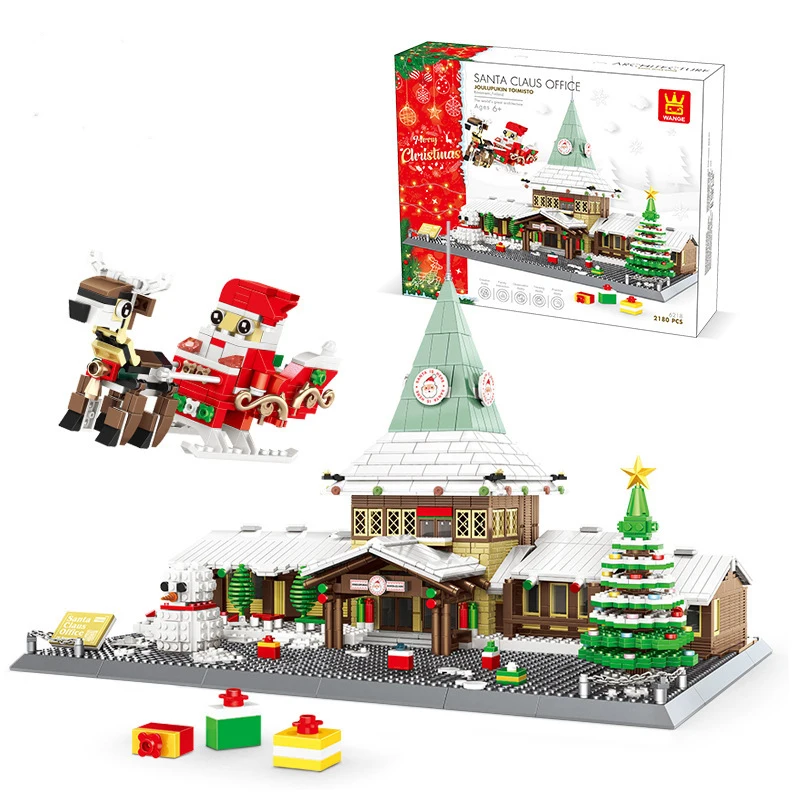 Blocchi di costruzione creativi Modello di blocchi di giocattoli per la casa di Babbo Natale Set Architettura stampata assemblare giocattoli di mattoni Regalo di Natale