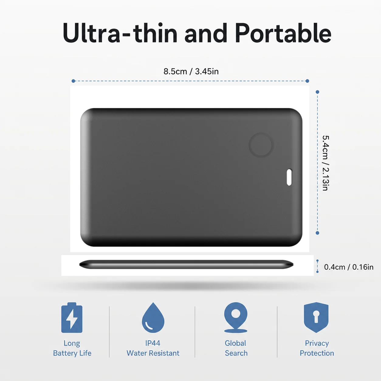Works with iOS & Android: Ultra-Thin Wallet Tracker Card, Bluetooth Smart Tag Locator & Anti-Lost Finder for Daily Items