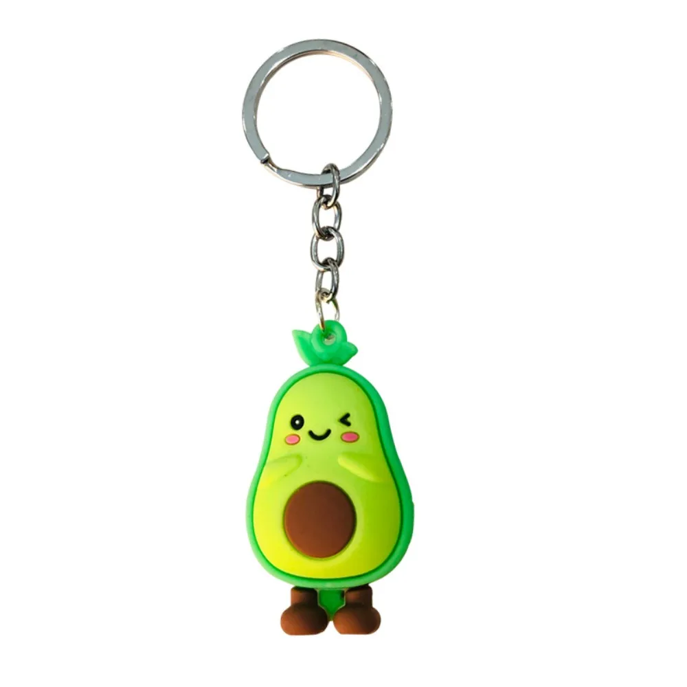 New Cute Fruit Avocado Keychain Fruit Shape Keychain Fashion Llavero Rubber Jewelry Car Keychain Pendant Womens Girls KidsCharms