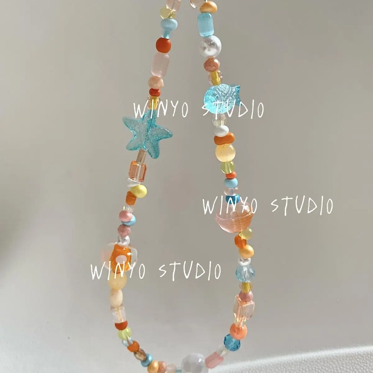 Kawaii Seaside Orange Sonnenuntergang Handy Charm Strap CCD Kamera Karte Anhänger DIY Perlen handgemachte Schlüsselband Handy Lanyard – Detail 4