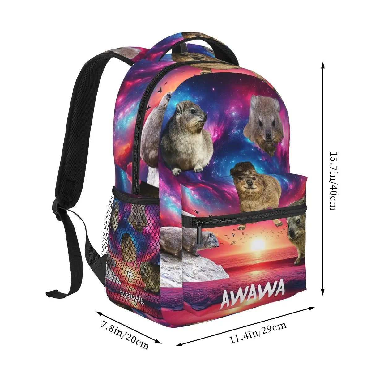 Mystical Hyrax Awawa On Beach Backpack Student Boys Girls BookBag Children School Bag Laptop Shoulder Bags for Men Women