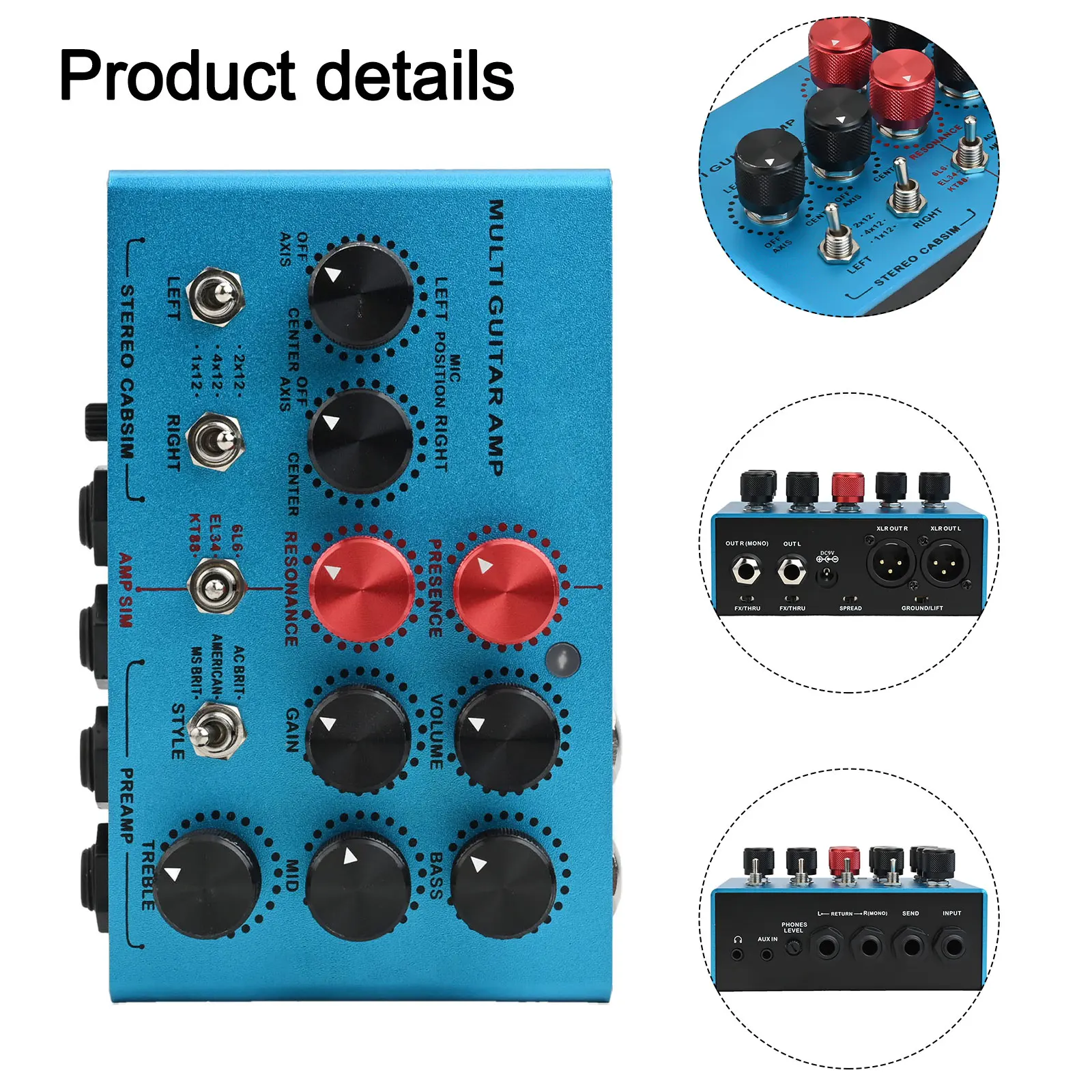 Multi Functional Guitar Amp Effect Pedal with Stereo Mic\'d Cabinet Simulation and Loop for Enhanced Sound Creativity