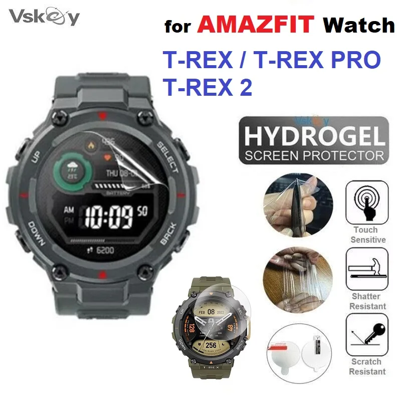 10PCS TPU Hydrogel Weichen Bildschirm Protector für Amazfit T-REX 2 Runde Smart Uhr HD Klar Schützender Film für T-REX pro