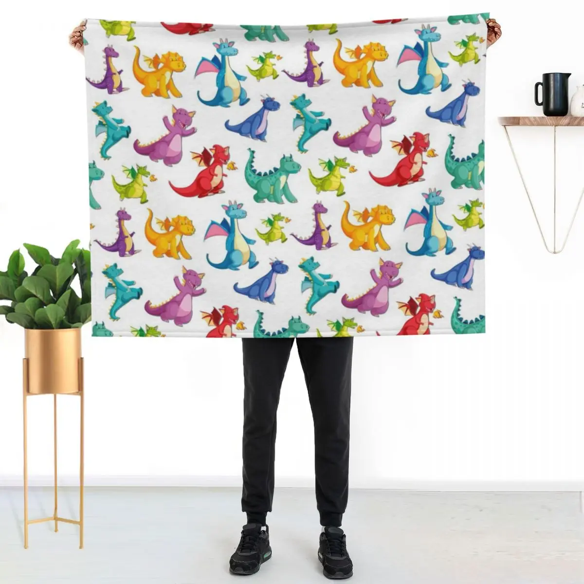 

Dragon Fire Pattern Throw Blanket Cozy Light Blanket for Travel Camping Picnic