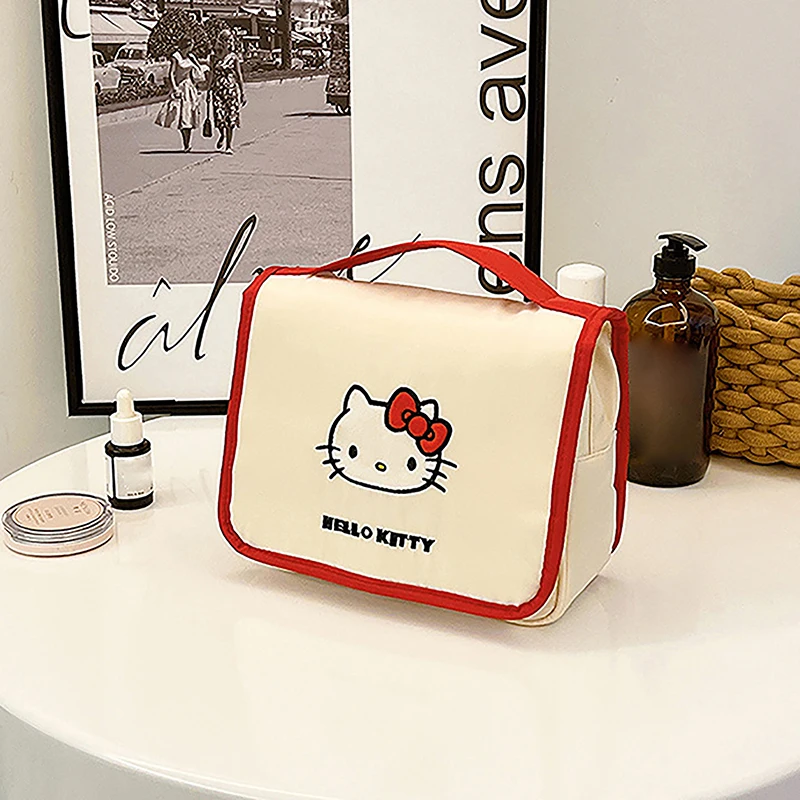 Hello Kitty Schattige Cosmetische Tas Grote Capaciteit Opbergzakken Cartoon Vrouwen Sanrio Nieuwe Mode Handtas Draagtassen