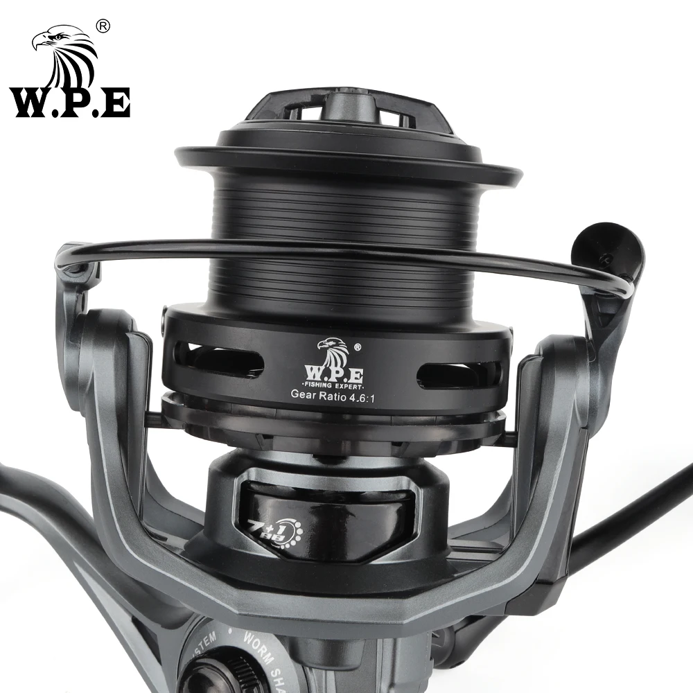 W.P.E EG Spinning Fishing Reel 4500 5500 7+1 BBS 4.6:1 Gear Ratio Feeder Fishing Reel Full Metal Line Spool Feeder Fish Tackle