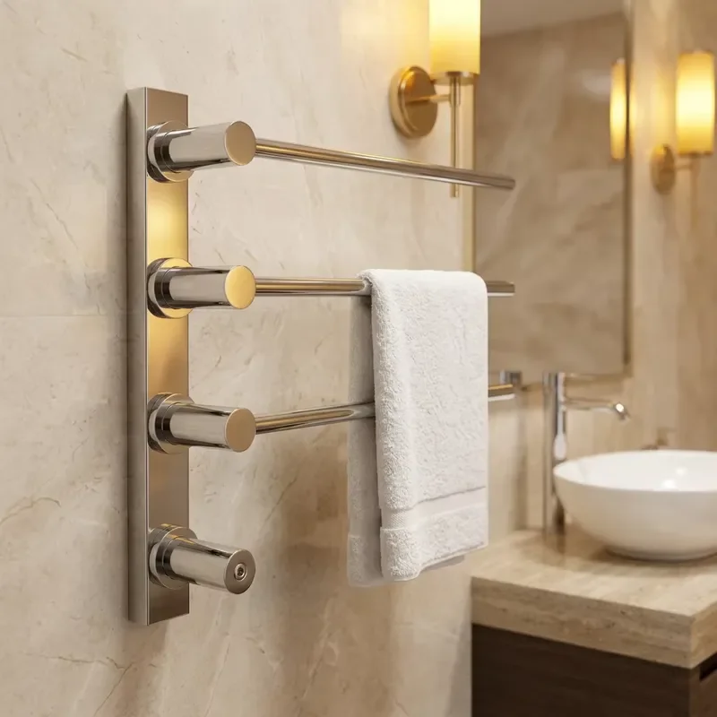 38W Electric Towel Warmer Stainless Steel 304 Wall Mounted Bathroom Heater with 3 Rods Energy Saving for Hotel Home Use Wall