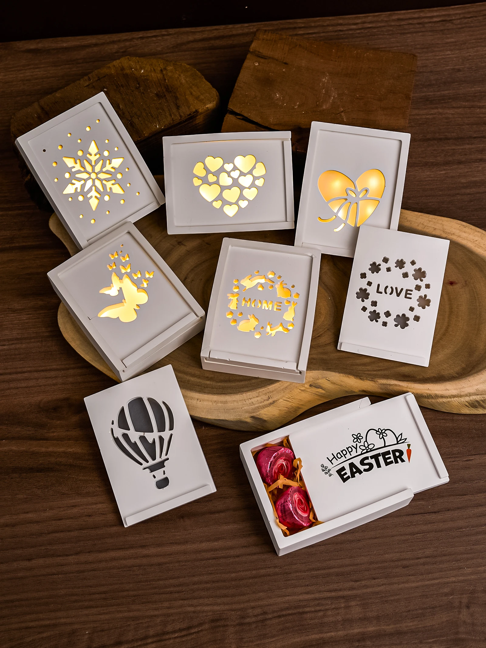 Rechteckige Geschenkbox, Aufbewahrungsbox, Silikonform, hohles Kaninchen, Schmetterling, Leuchtkasten, Gipsform, Schokoladenboxen, Gussformen