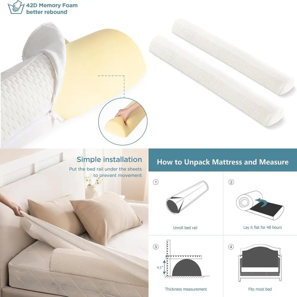 

52 Safety Bed Rails for Toddlers & Kids - 2 Pack, Adjustable for Twin, Full, Queen Beds