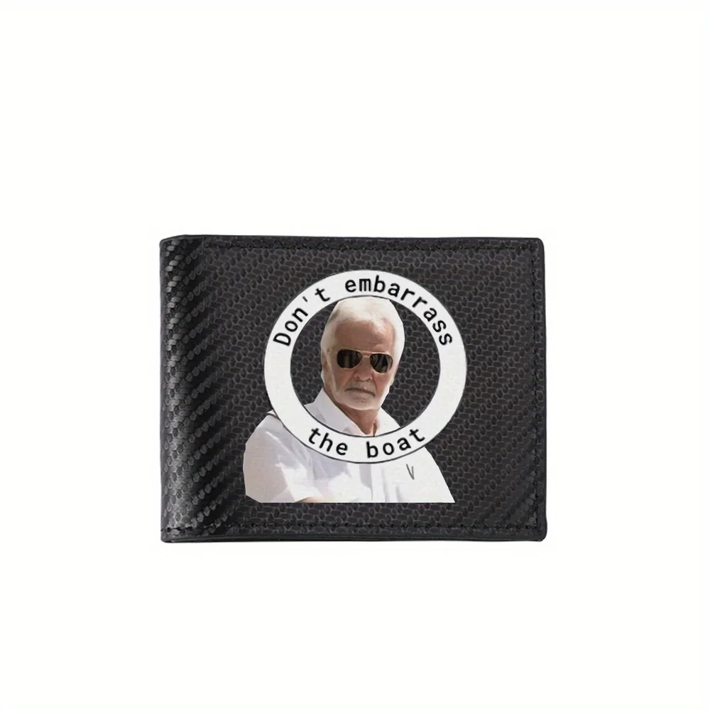 White ring,text,sunglasses,man,boat Men's Wallets Simple Business Modern Stylish Printing Design Gifts For Father Boyfriend Chri