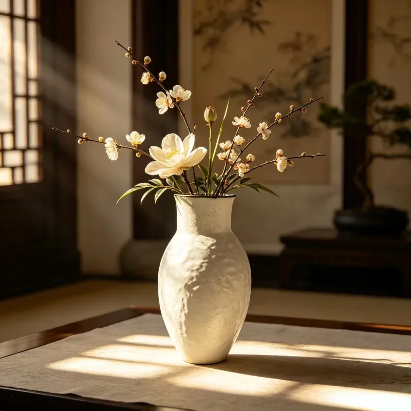 Jingdezhen Wabi Style Retro Ceramic Vase New Chinese Style Antique Flower Arrangement for Living Room Tea Room B&B Hotel