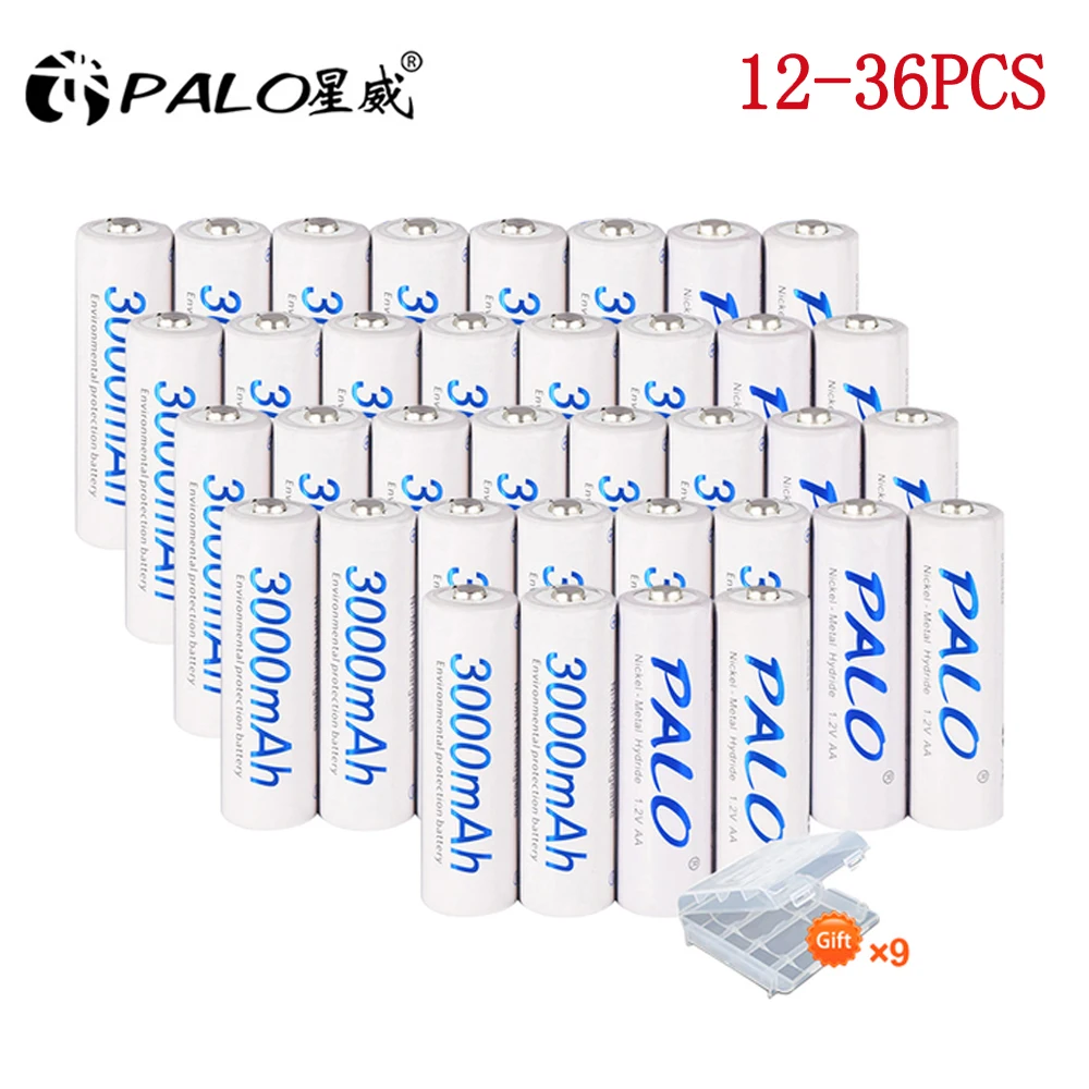 

12-36pcs 3000mAh 1.2V AA Rechargeable Battery Ni-MH NiMH Pre-charged Rechargeable Batteries 2A Bateria for Camera Toys Mp3