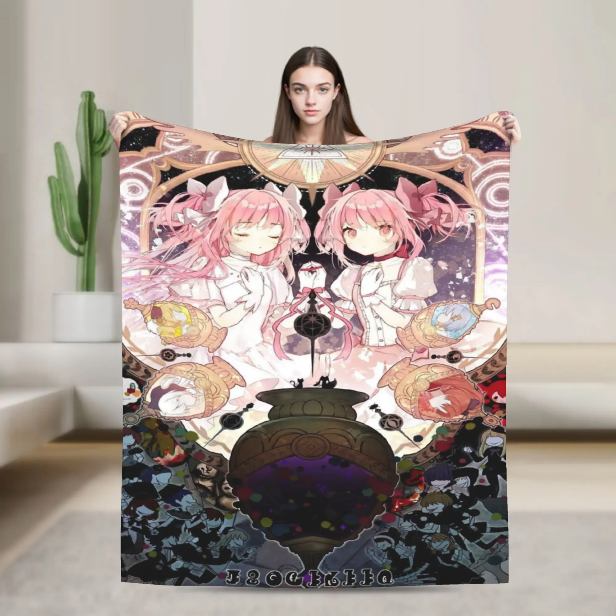 Puella Magi Madoka Magica Anime Stuff Blanket Lightweight Thin Coral Fleece Plush  Throw Blanket Comfortable Bedspreads