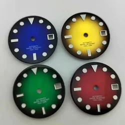 28.5mm Sterile Watch Gradient Dial Fit NH35/NH35A  Automatic Movement Date Window Blue Luminous  dial