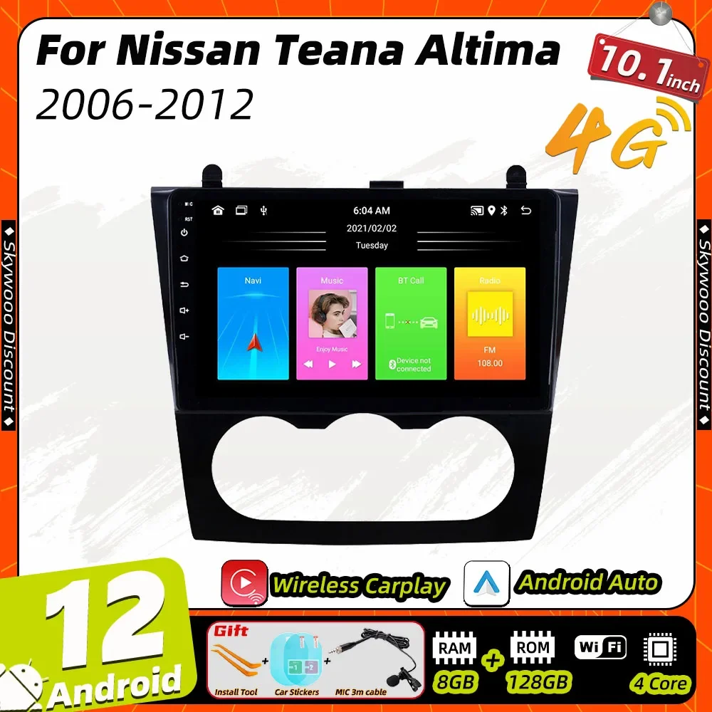 

Автомагнитола на Android для Nissan Teana Altima 2006-2012, 2 Din, Wi-Fi, GPS-навигация, стерео, Мультимедийный проигрыватель с 4G, аудио