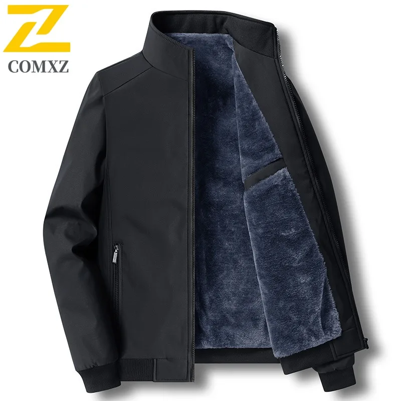 COMXZ الرجال القطن وسادة مبطنة دافئ دافئ مقاومة البرد حجم كبير التزلج السفر الشتاء سترة التخييم عالية الجودة معطف الحشو