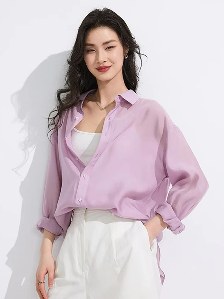 

Comfortable Thin Long Sve Ne Pure Color Sun Protection irt Casual Sle Faionable Ele Autumn irt for Women