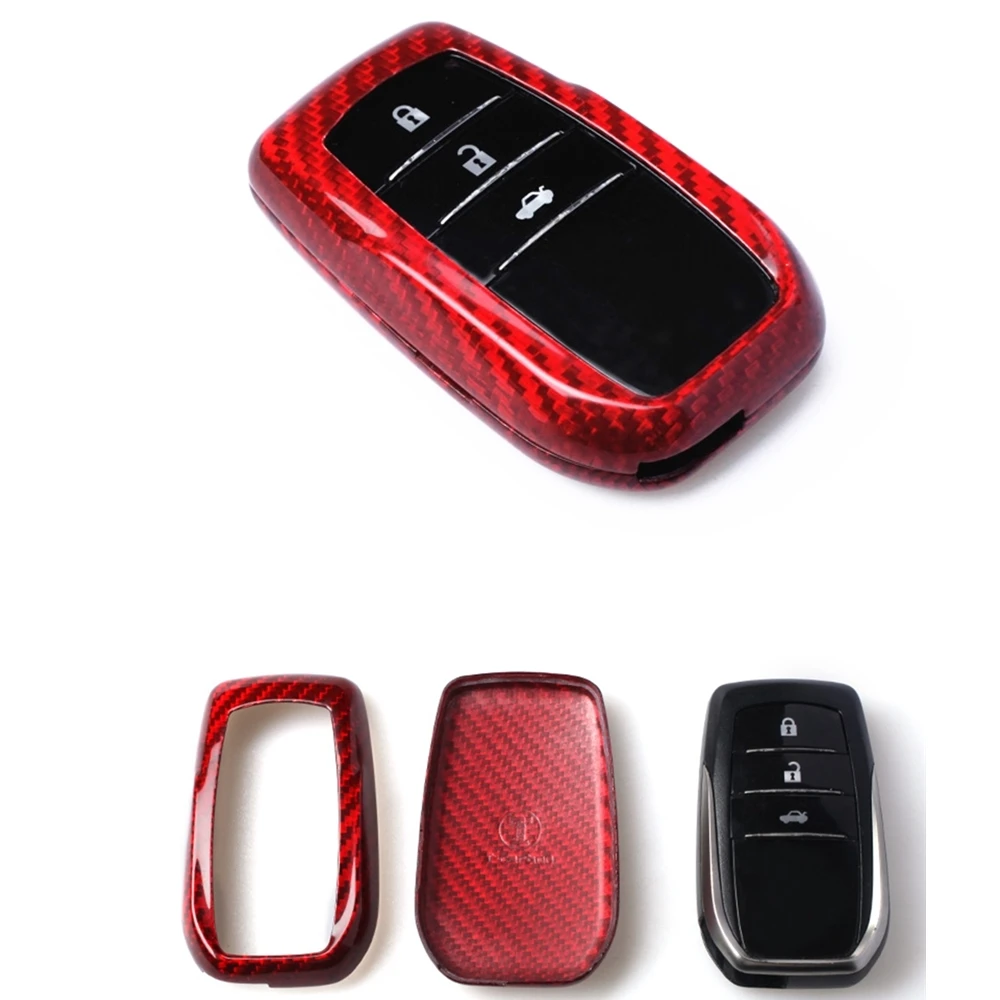 ​Carbon Fiber Smart Remote Key Fob Shell Case Cover Cap For Toyota Fortuner Hilux Land Cruiser Prado Alphard Crown Corolla Rav4
