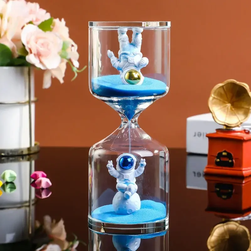 5/10/30/60 Min Cute Creative Astronaut Sand Clock Hourglass Timer Transparent Glass Gifts As Delicate Home Decorations Pendant