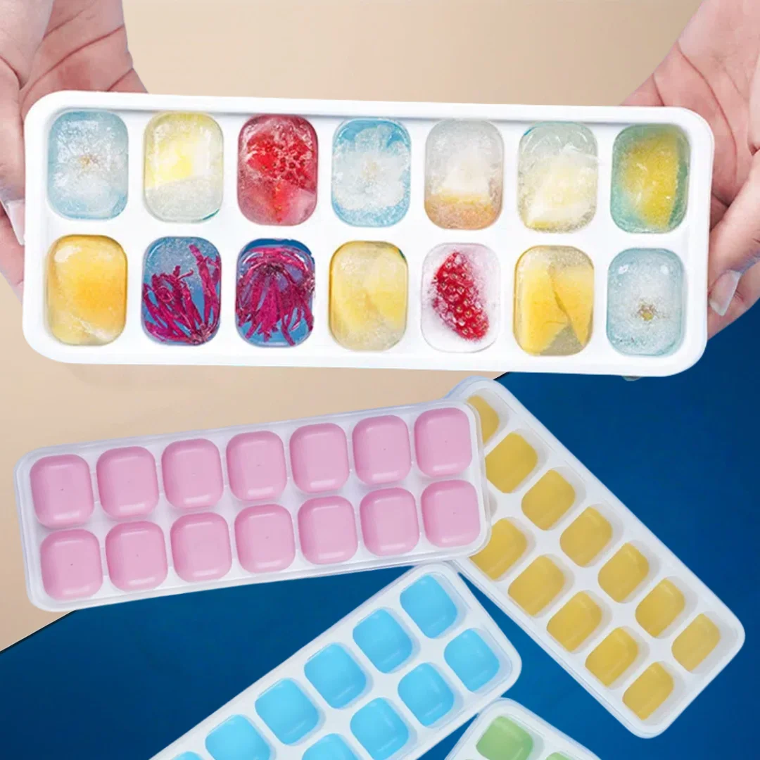 4Pcs Ice Cube Trays with Lid Silicone Ice Cube Molds for Freezer Homemade DIY Cocktail Party Gifts random color