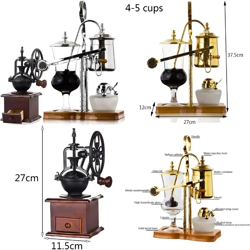 for  Belgian Household Siphon Coffee Maker Set Royal Vacuum Technology Easy to Operate