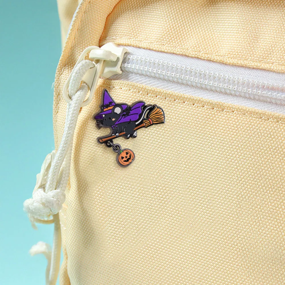 Halloween-Hexen-Maus-Emaille-Brosche, Kürbis-Anhänger, Niedliche Cartoon-Anstecknadel, Jubiläums-Party-Accessoire, Modeschmuck-Geschenk – Detail 10
