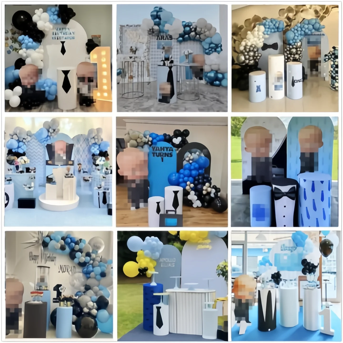 Dekoracja na przyjęcie: cylindry, pokrowce, tło, black tie, broda, baby shower, urodziny, deser, postument, kolumna, tło na zamówienie. — zdjęcie produktu 4