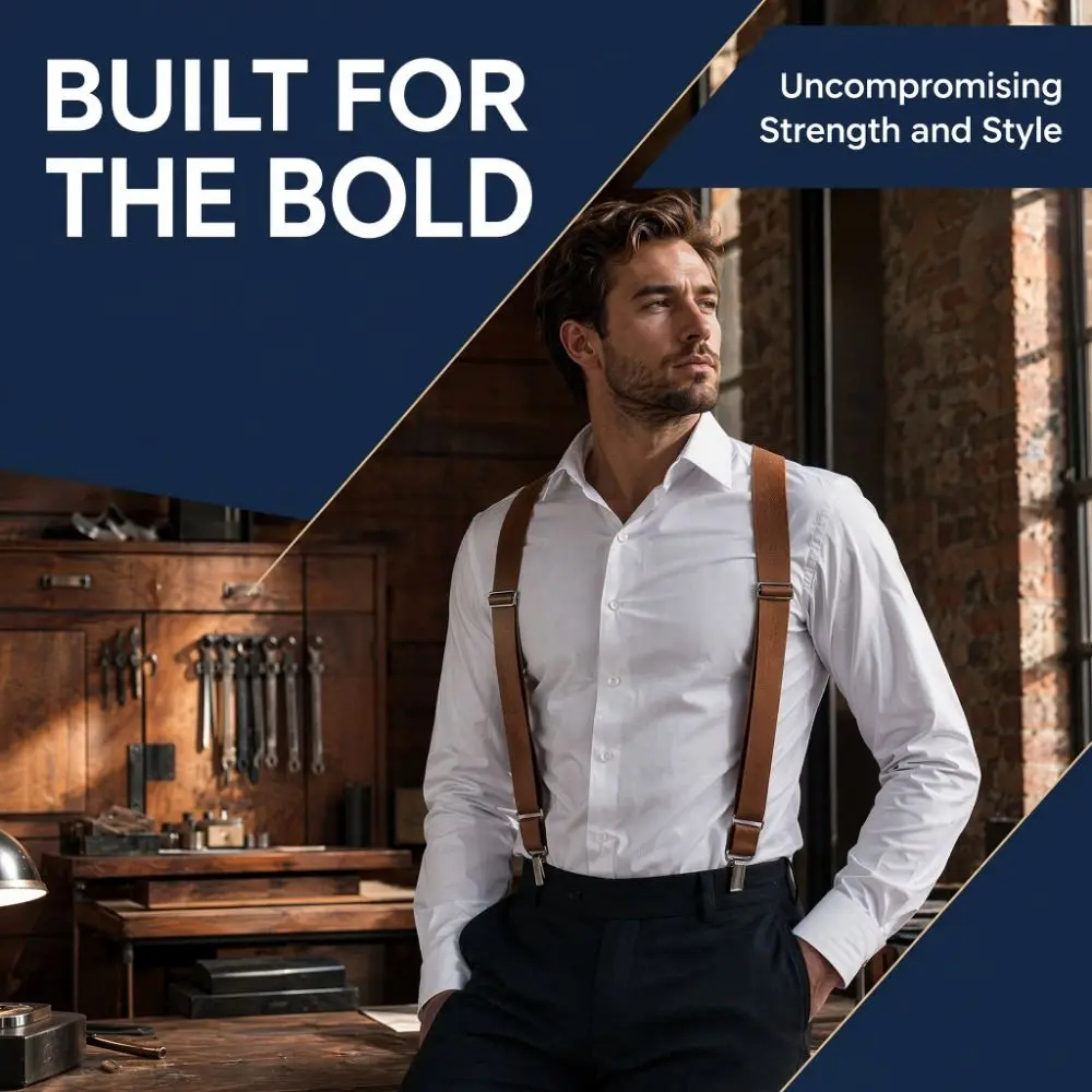 Durable 3.5X120cm Men's Suspenders Clip Adjustable 2 Clips Trouser Braces Anti-slip High Elastic X-Type Suspenders Casual Wear