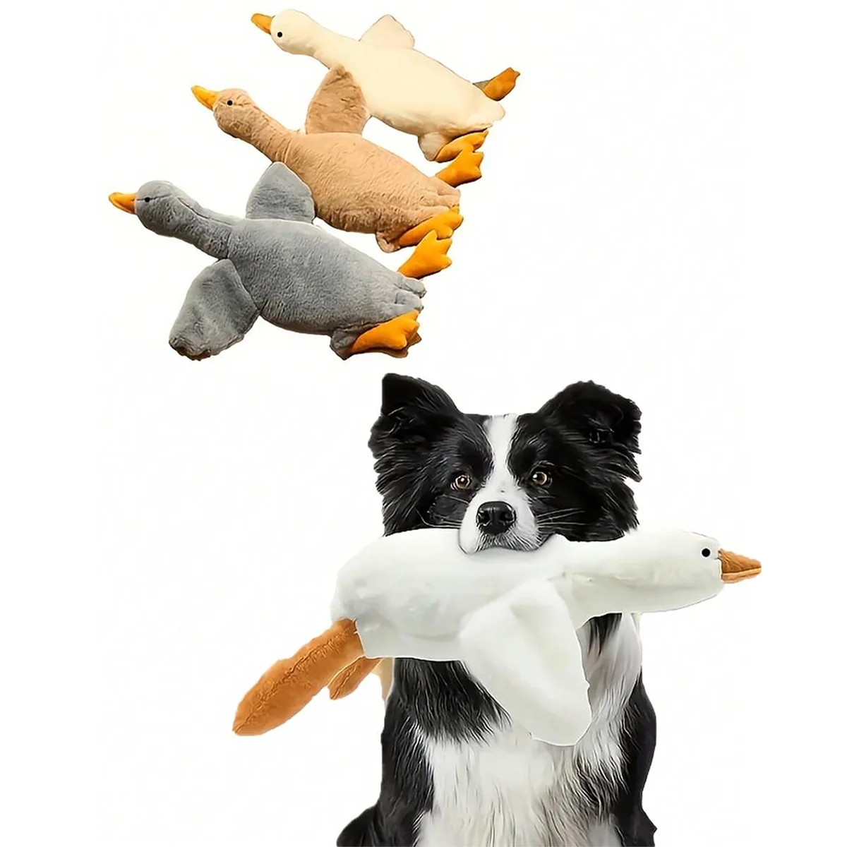 مجموعة من ألعاب البطة الناعمة القطيفة، أبيض/رمادي/بني، مناسبة للعب القطط والكلاب معها، تساعد الكلاب على اللعب ونفق الطاقة، مناسبة للحيوانات الأليفة الصغيرة والمتوسطة الحجم (يضى موصى به للحيوانات الأليفة الكبيرة).