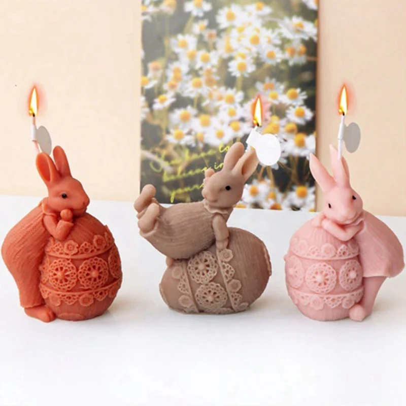 B DIY Cute  Candle Making Tool Plaster Doll Gift Easter Egg Soap Silicone Mould Chocolate Cake Decor Durable Easy To Use