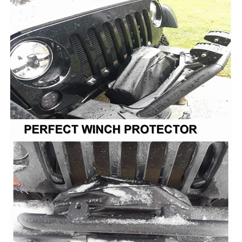 Winch Cover Heavy Duty Waterproof Winch Protection Cover Dust-Proof Universal Winch Protective Cover For Up To 17500 Lbs