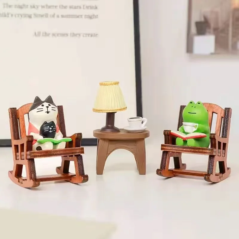 

Стул-качалка в виде лягушки, милое японское исцеление, маленькое украшение, украшение для офисного рабочего стола, украшения с изображением кота, украшение для автомобиля