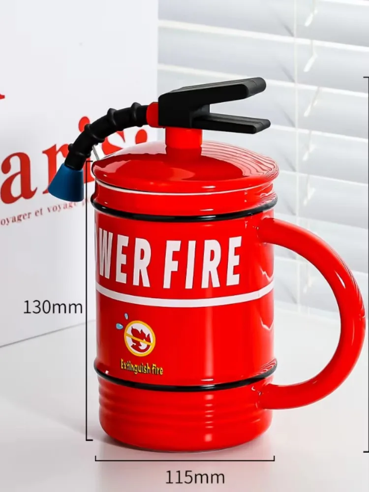 Creative Fire Extinguisher Ceramic Mug Spoot Couple Mug 480ml Beer  Birthday GiftCoffee Mug Home Decoration Accessories